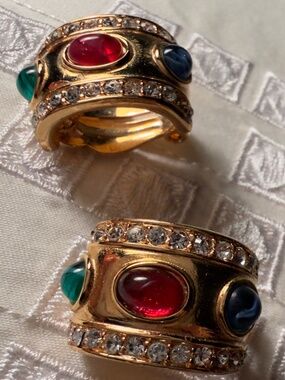 Vintage Givenchy Yellow Gold Plated 1” Hoop Earrings